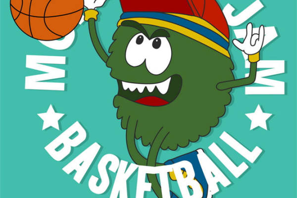 卡通篮球吉祥物服装印花设计素材