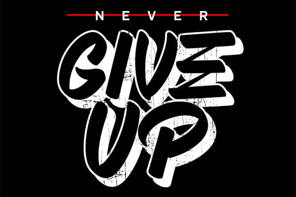 时尚个性“NEVER GIVE UP”服装印花素材，彰显坚韧精神