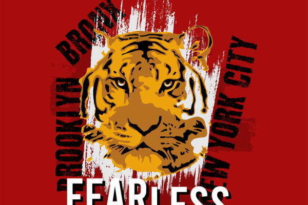 老虎头像裁片印花：城市风格服装印花设计