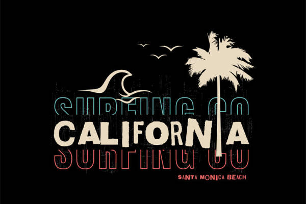 复古加州风情服装印花裁片设计