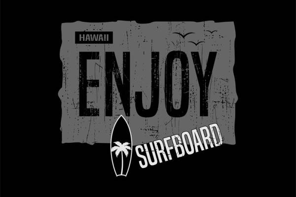 复古冲浪风格服装印花裁片设计