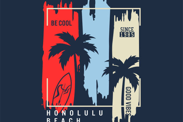 复古夏威夷风情服装印花图案