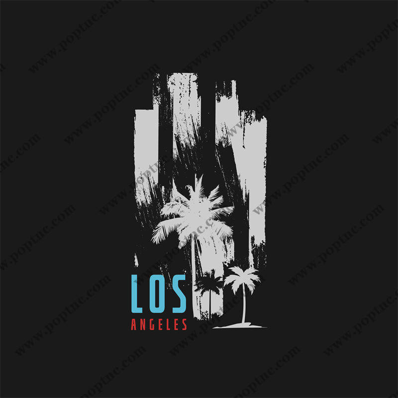 时尚洛杉矶城市天际线印花图案,适用于服装裁片