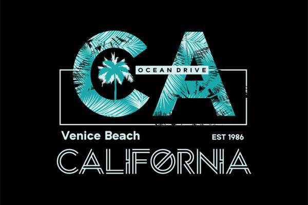 加州威尼斯海滩棕榈树纹样服装印花裁片