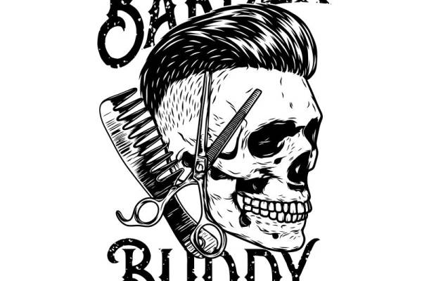 骷髅理发师图案裁片印花，打造个性服装