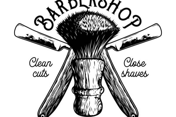 复古男士理发店风格服装印花裁片