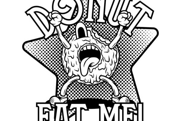 创意手绘风卡通图案裁片印花，适合服装印花设计