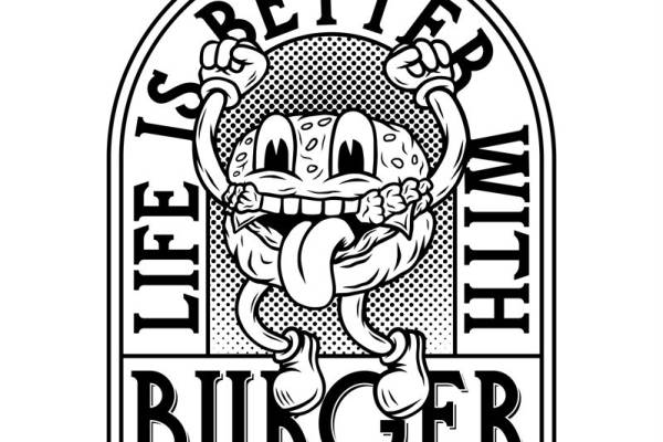 复古汉堡图案裁片印花，为服装增添趣味