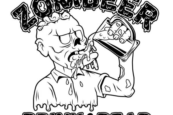 Zombeer僵尸啤酒图案服装印花裁片