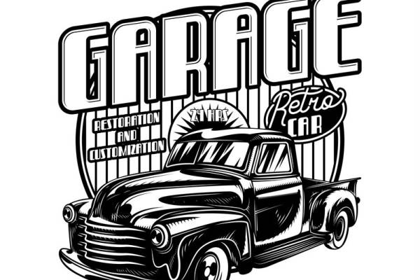 复古卡车图案裁片印花，打造个性服装