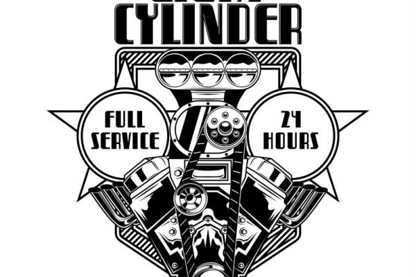 复古工业风8缸引擎印花素材，服装印花裁片首选