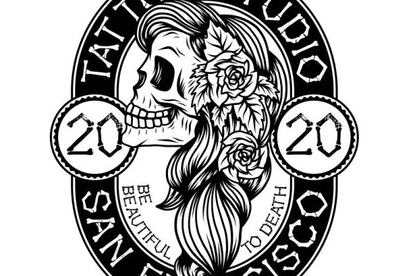 经典骷髅玫瑰花型服装印花素材