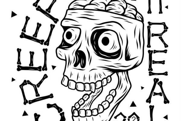 骷髅头骨印花图案，适用于服装裁片印花设计