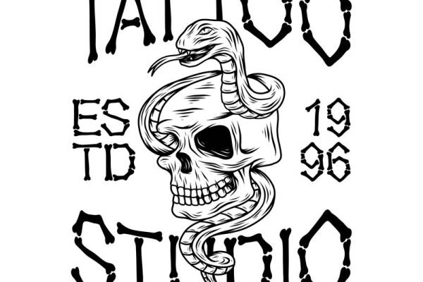 骷髅蛇纹裁片印花，个性街头风服装印花