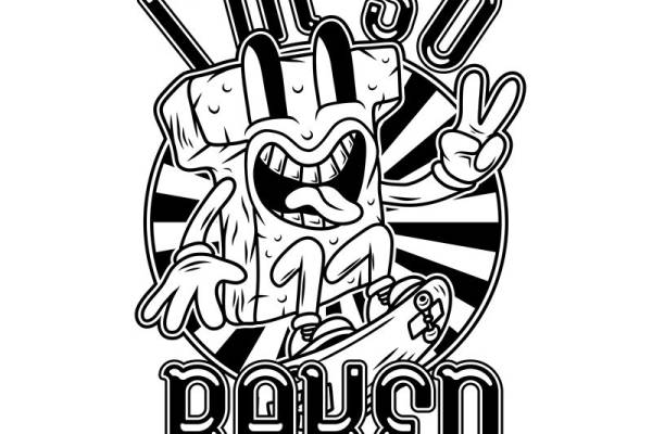 个性滑板手印图案服装印花裁片