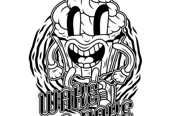 服装印花素材：醒醒与烤饼的趣味图案