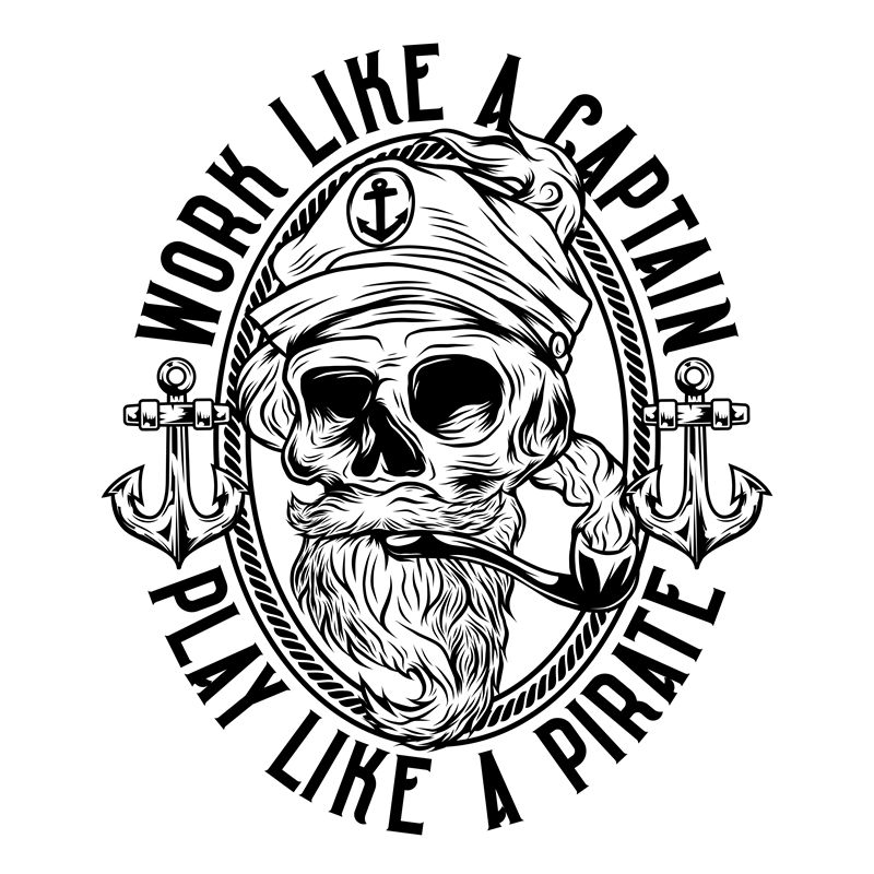 海盗船长头骨印花：独特设计的服装印花素材