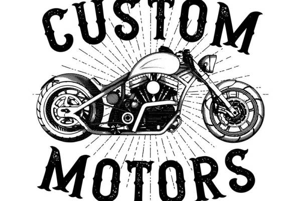 复古摩托车图案裁片印花，打造个性服装