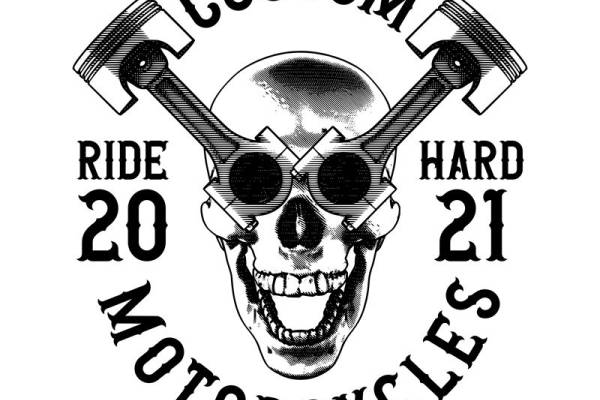 硬核机车风骷髅头印花图案，打造个性服装