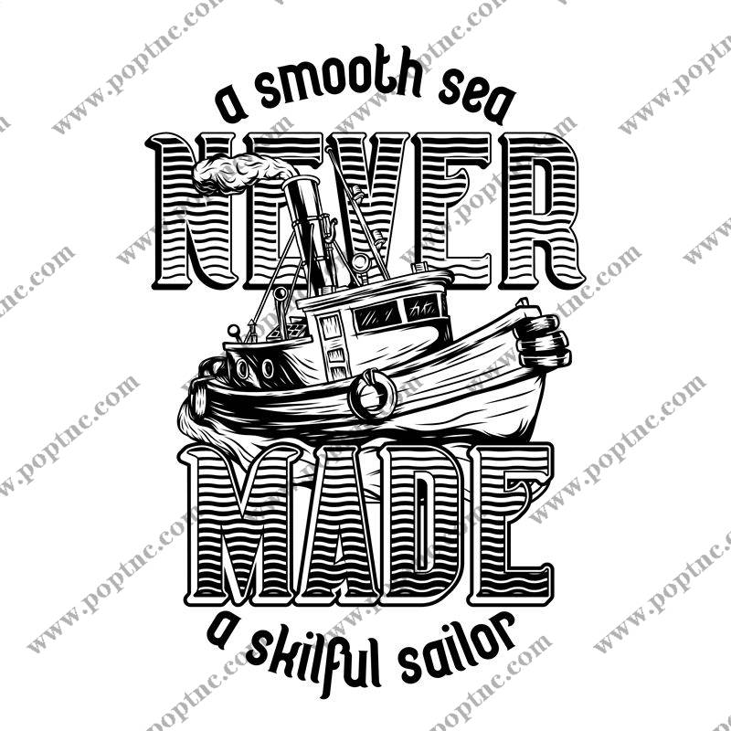 复古帆船图案服装印花设计