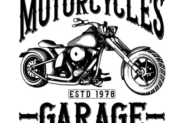 复古摩托车图案服装印花裁片