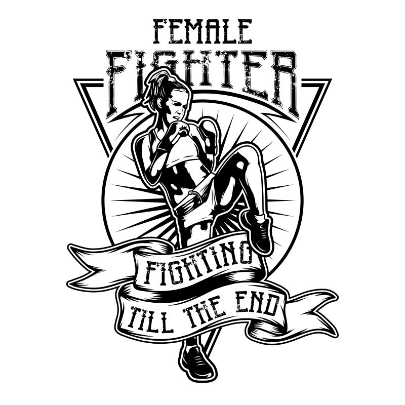复古拳击女战士图案服装印花裁片