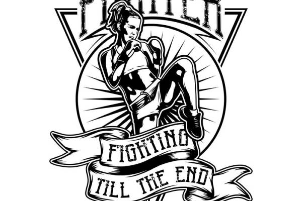 复古拳击女战士图案服装印花裁片