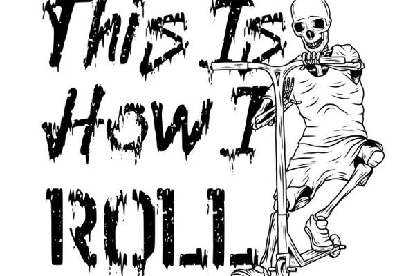 骷髅滑板手裁片印花：独特个性服装印花素材