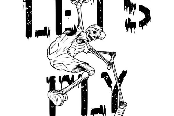 骷髅滑板手裁片印花设计，时尚街头风服装印花