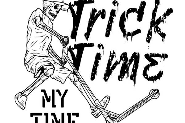 骷髅滑板手图案裁片印花，独特设计打造个性服装