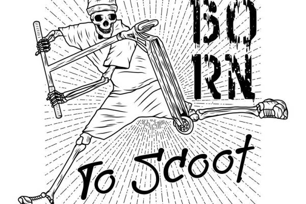 骷髅滑板手裁片印花，时尚街头风服装印花