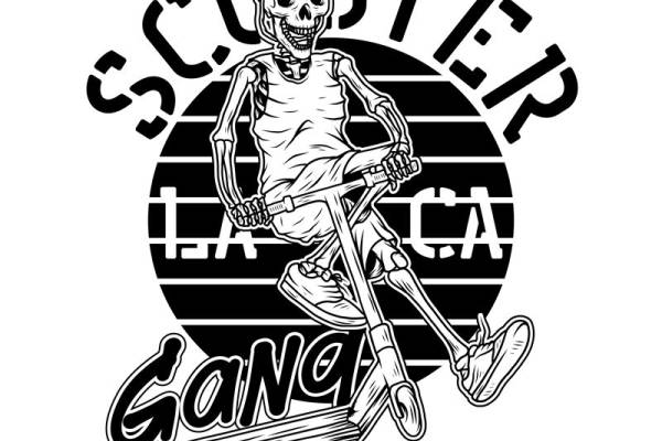 酷炫骷髅骑滑板，服装印花裁片新选择