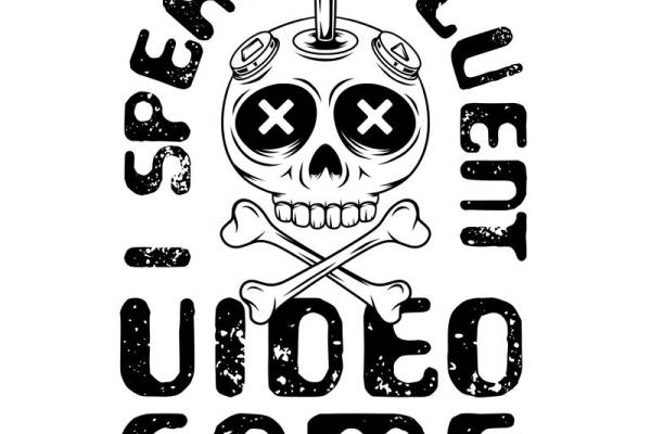 酷炫骷髅游戏机图案裁片印花，打造个性服装