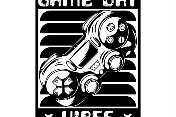 复古游戏控制器图案服装印花裁片