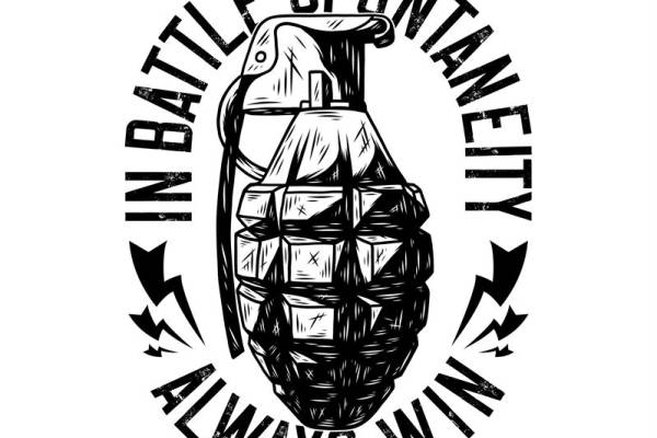 裁片印花：复古手榴弹图案服装印花