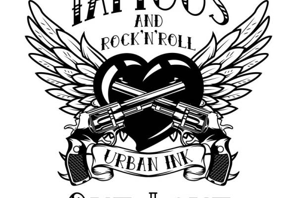 复古枪支纹身图案服装印花裁片