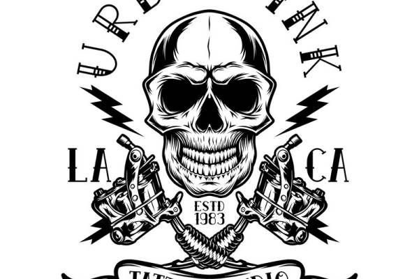 潮酷骷髅纹身图案，打造个性服装印花