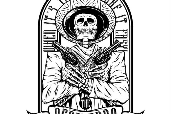 西部牛仔骷髅枪手：服装印花裁片设计灵感