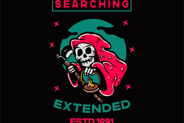 骷髅搜索者服装印花图案，复古街头风裁片印花素材