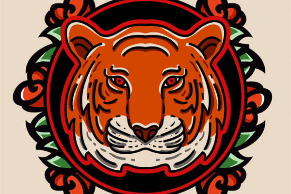 老虎头像裁片印花设计，时尚百搭服装印花素材