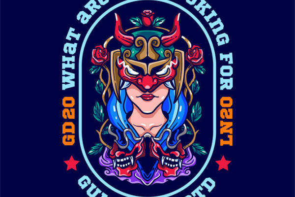 时尚恶魔面具印花图案,打造个性服装裁片