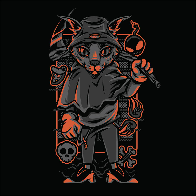 暗黑风格猫头鹰服装印花裁片设计