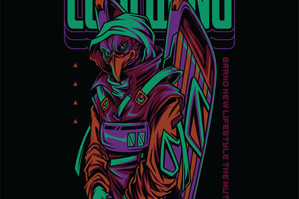 酷炫未来战士服装印花裁片设计