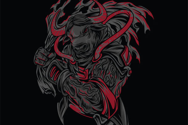 暗黑系牛头图案服装印花裁片印花