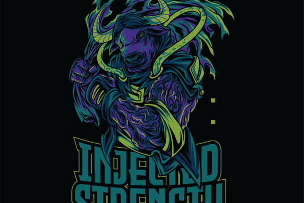 暗黑风格牛头兽纹服装印花裁片