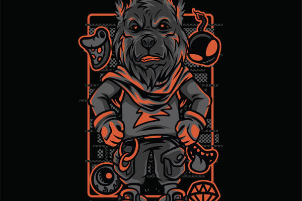 暗黑风格犬头裁片印花,打造个性服装