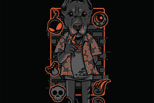 暗黑风格狼头印花：服装印花裁片新选择