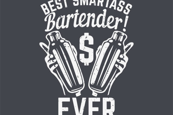 复古风酒吧调酒师印花图案,适合服装裁片设计