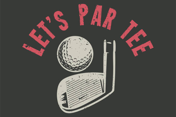 复古风高尔夫球杆与球印花设计，适合服装印花裁片