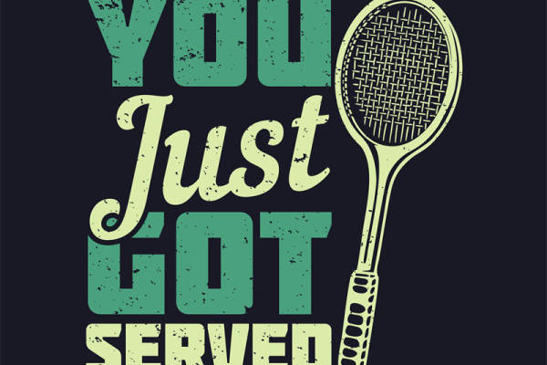 复古网球拍图案裁片印花，适合运动风服装